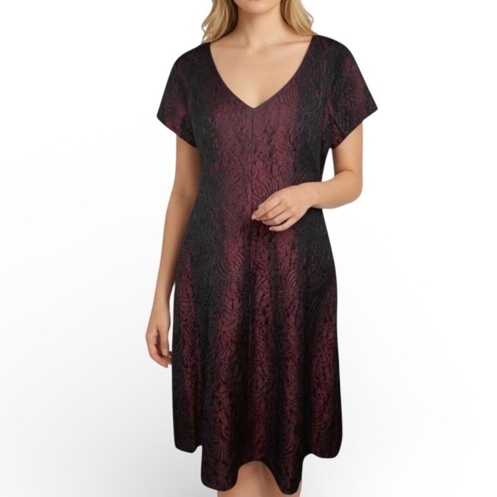 Donna Ricco Sweetheart Floral Shimmer Dress 10 Burgundy Y2K Party Cocktail